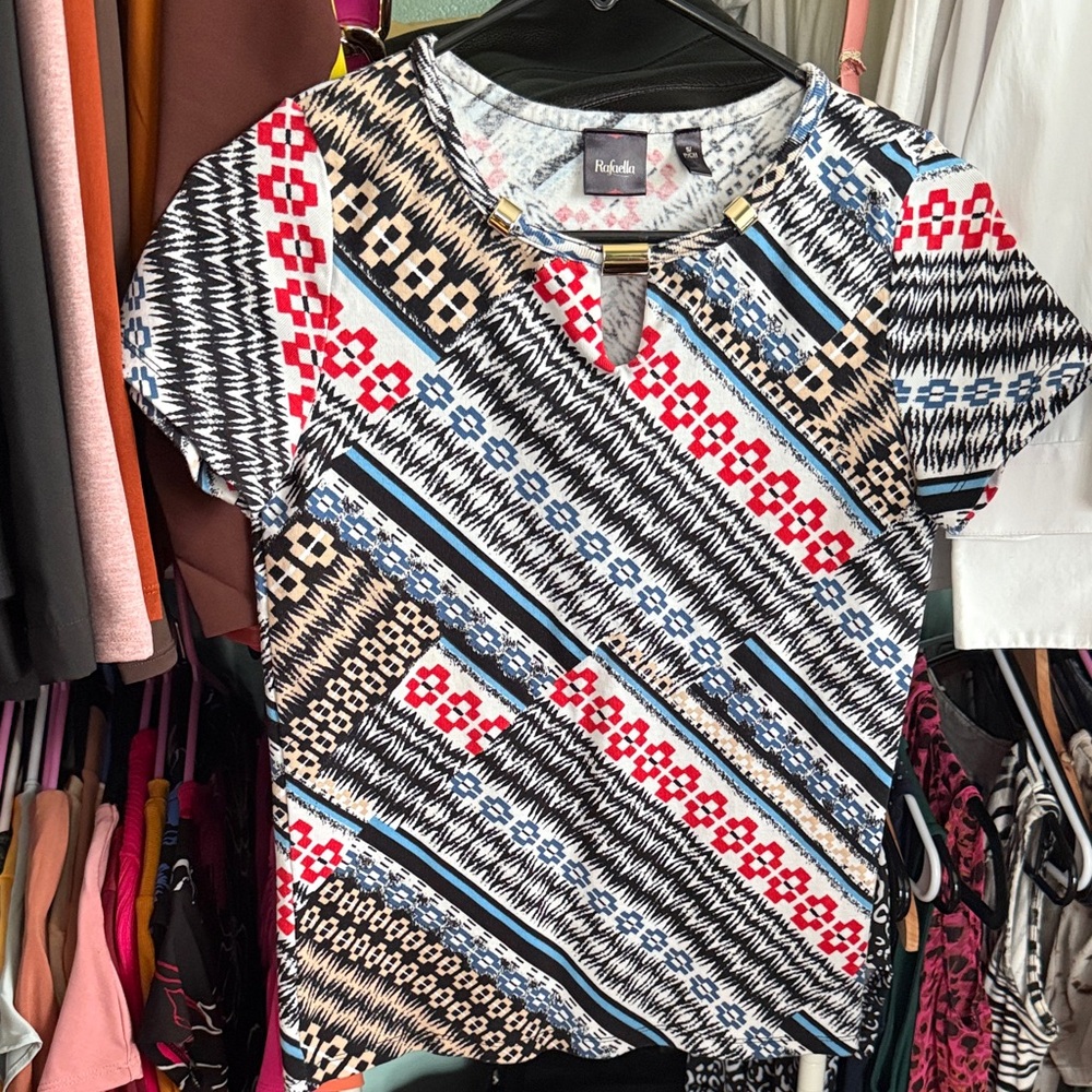 Rafaella Multicolor Geometric Print Blouse